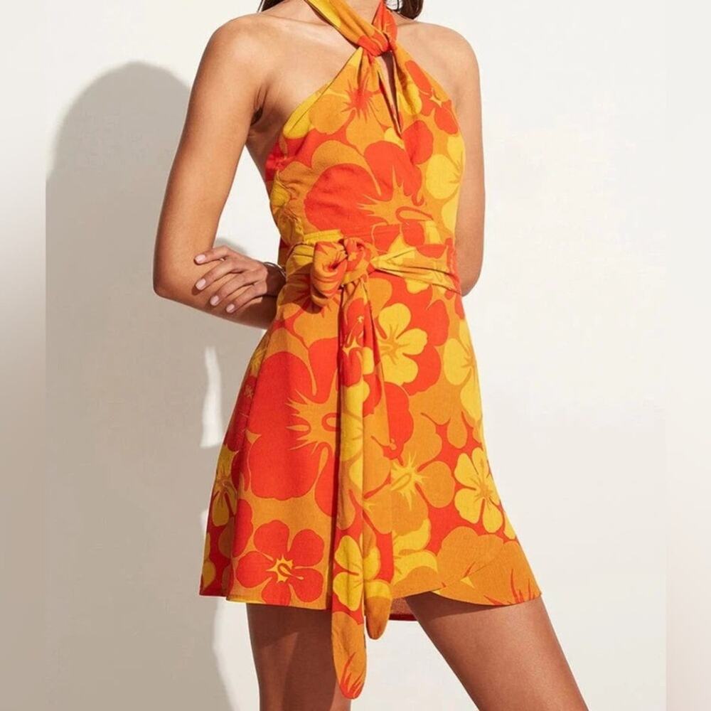 NWT Faithfull the Brand Odette Surfs Up Halter floral print mini dress Size 6 - Picture 5 of 7